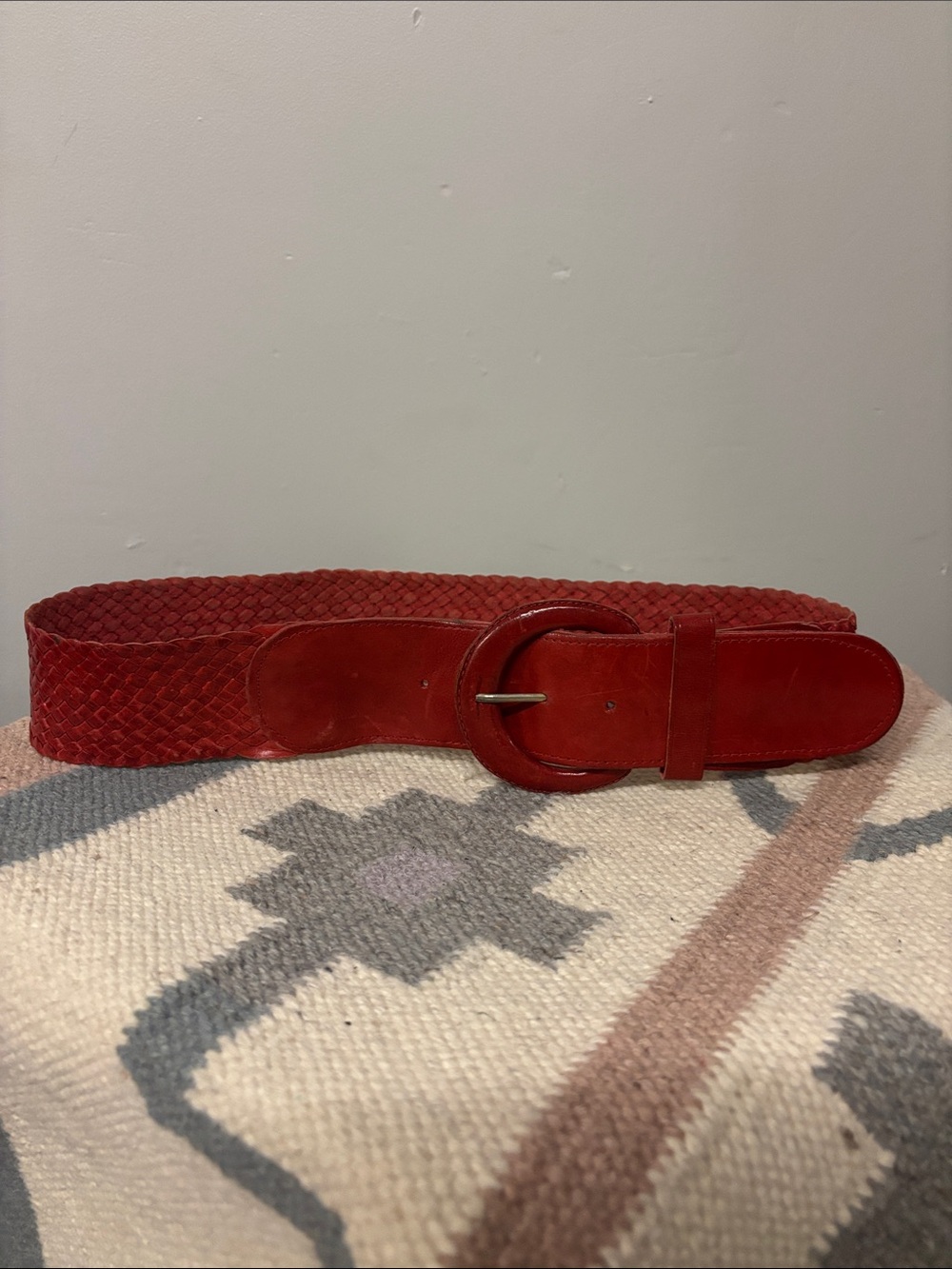 Magid Red Braided Leather Belt with Round Buckle